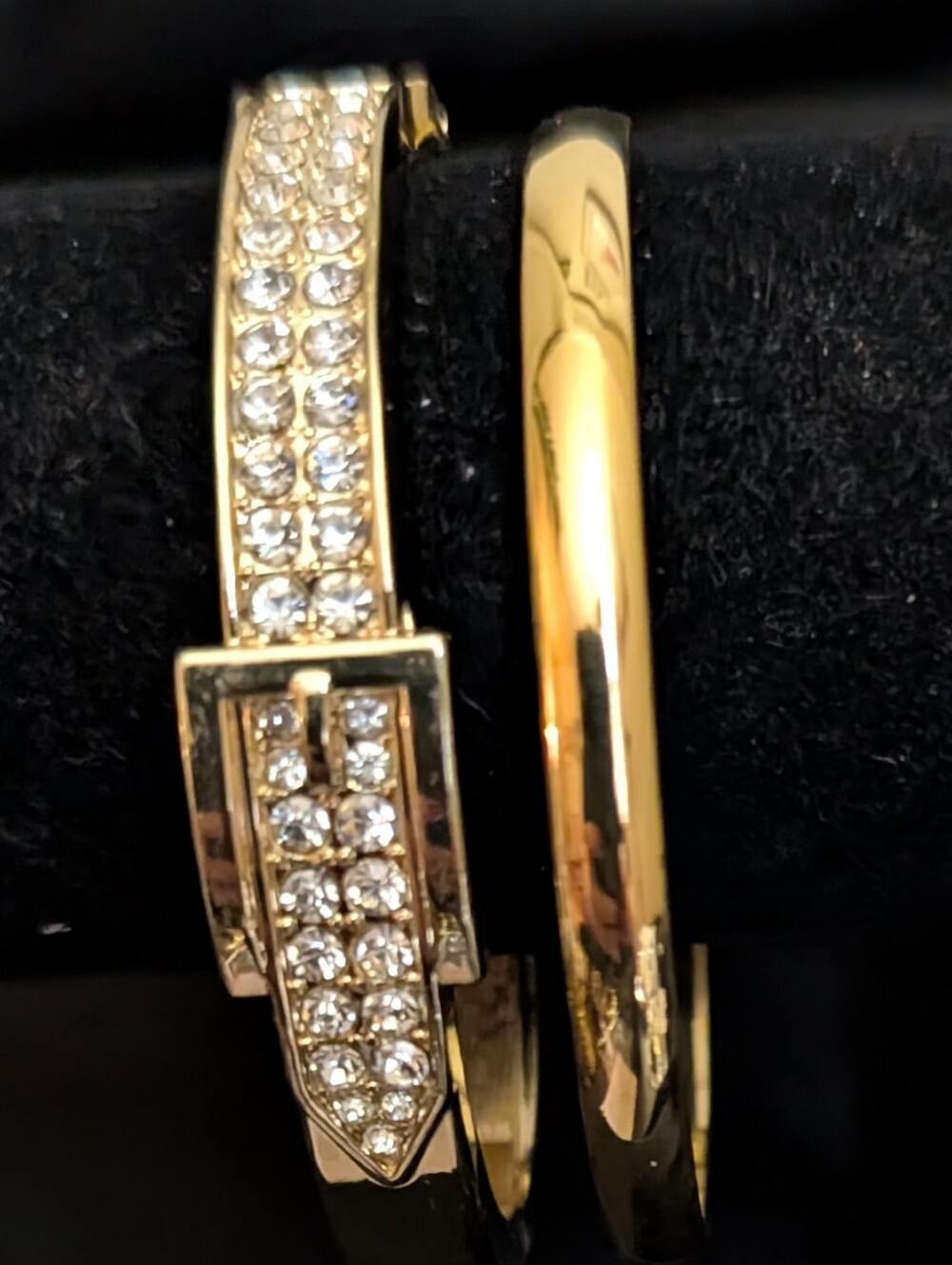 #31. Monet Gold Bangle & Crystal Accent Hinged Bracelet